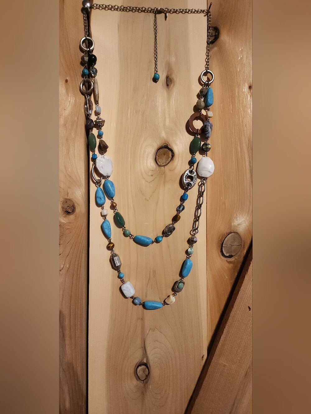 Lia Sophia Turquoise, White & Green Layered Bead Necklace
